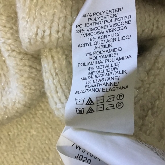 Lucky Brand Cream Soft Silver Metallic Thread Lace Up Sweater. - Picture 8 of 9